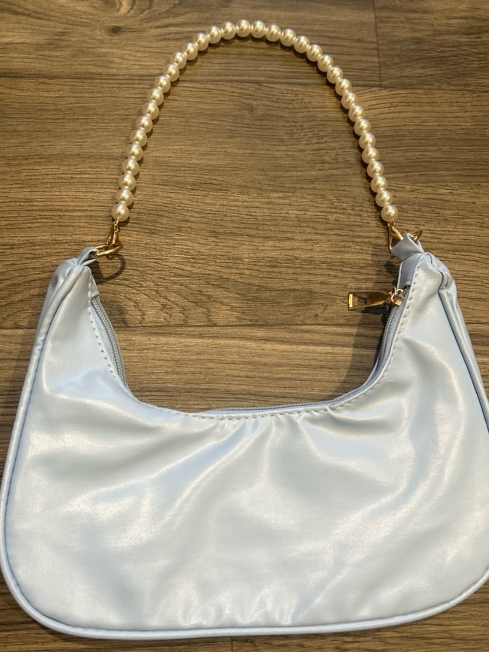 SHEIN Pale Blue Mini Shoulder Bag with Pearl Handle